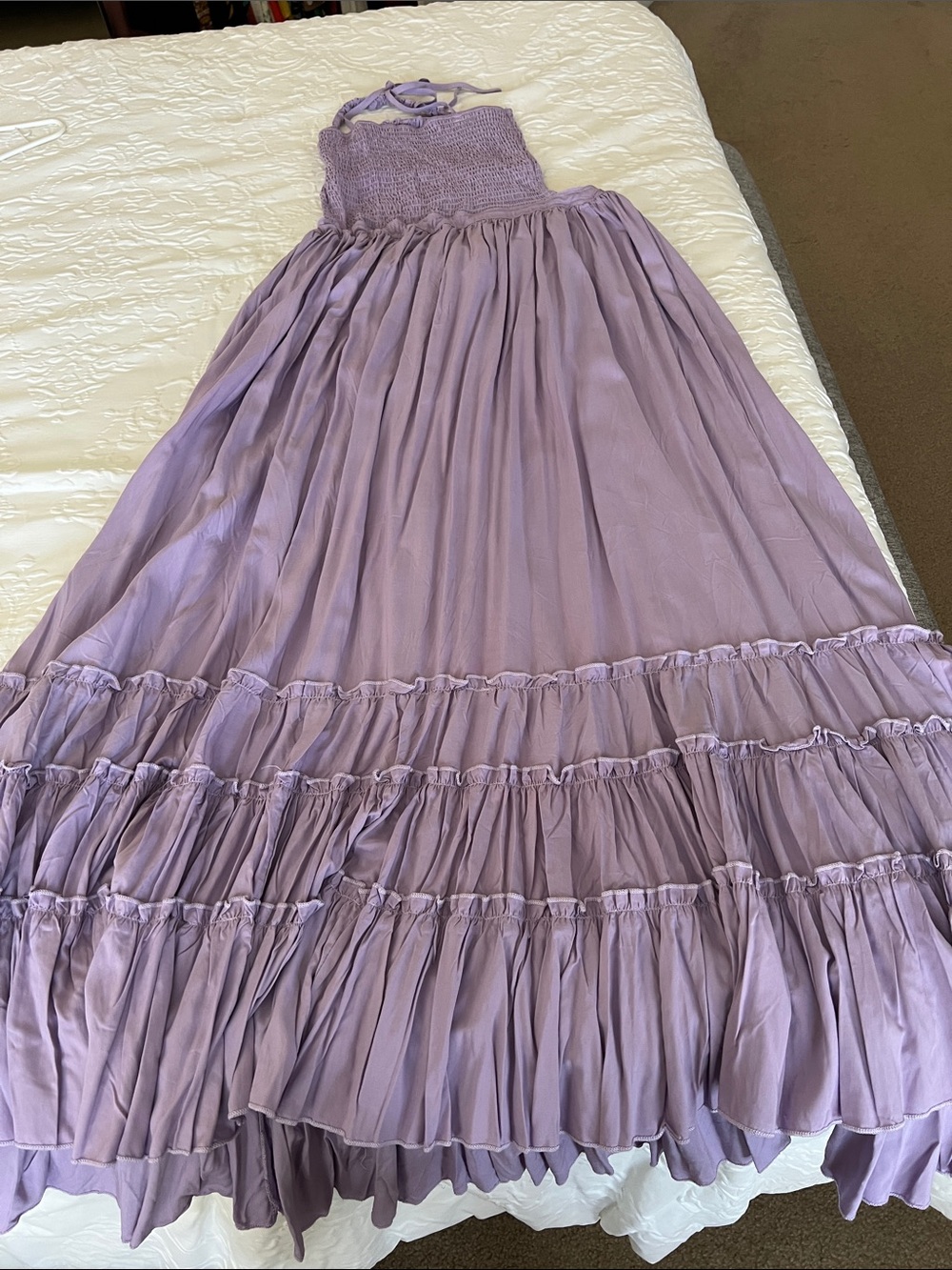 Lavender Backless Smocked Maxi Dress